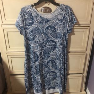 High-Low Blue and White Swing Dress